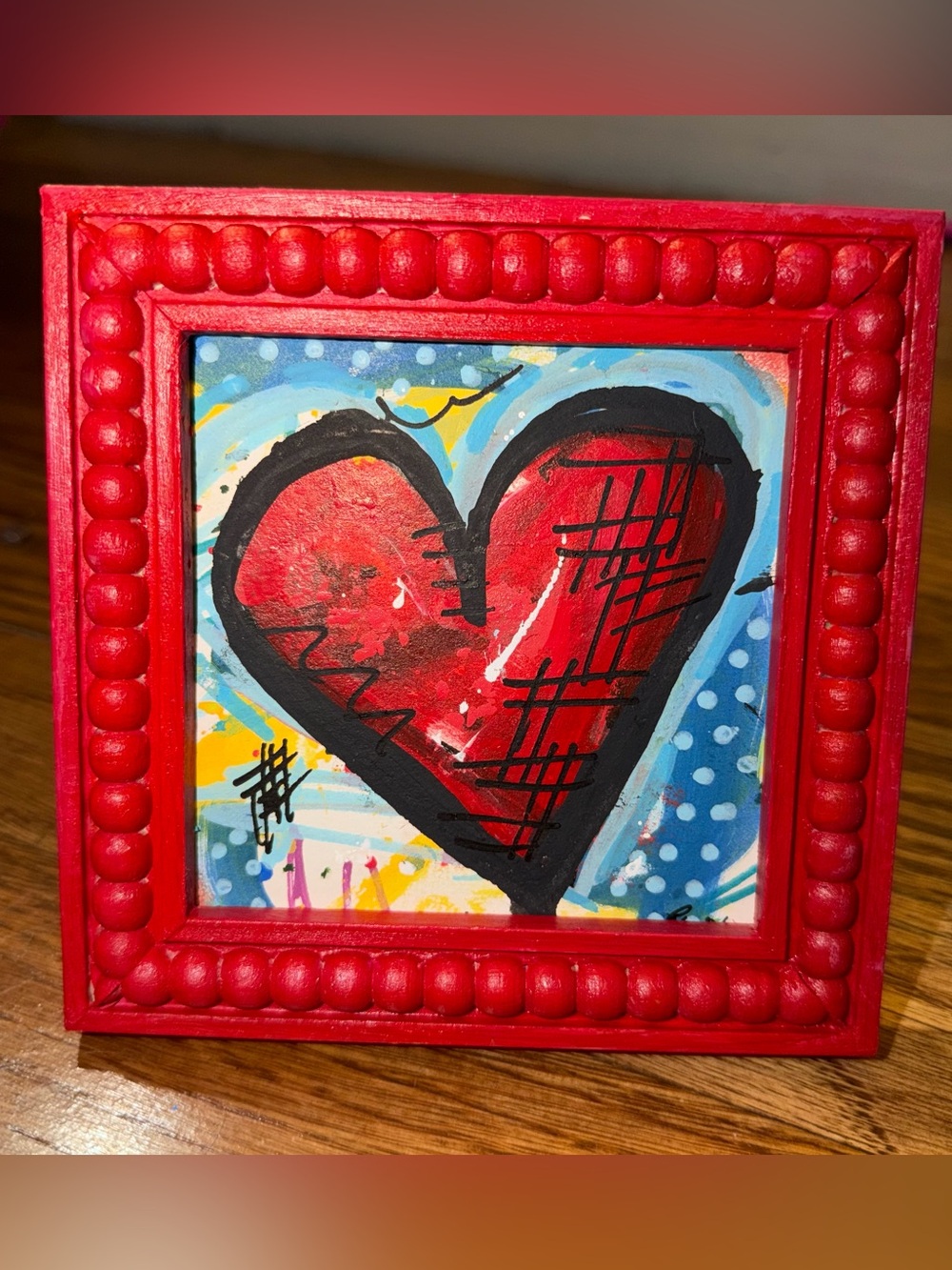 Bold Red Heart Pop Art Wall Painting - Vibrant Red Framed Artwork